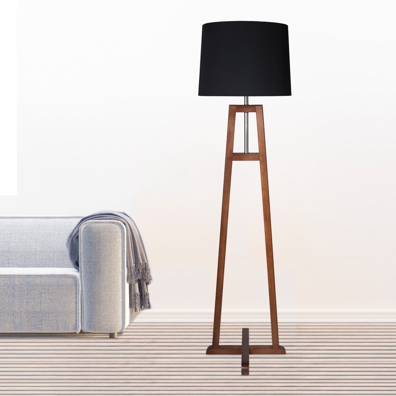 Wooden floor lamp