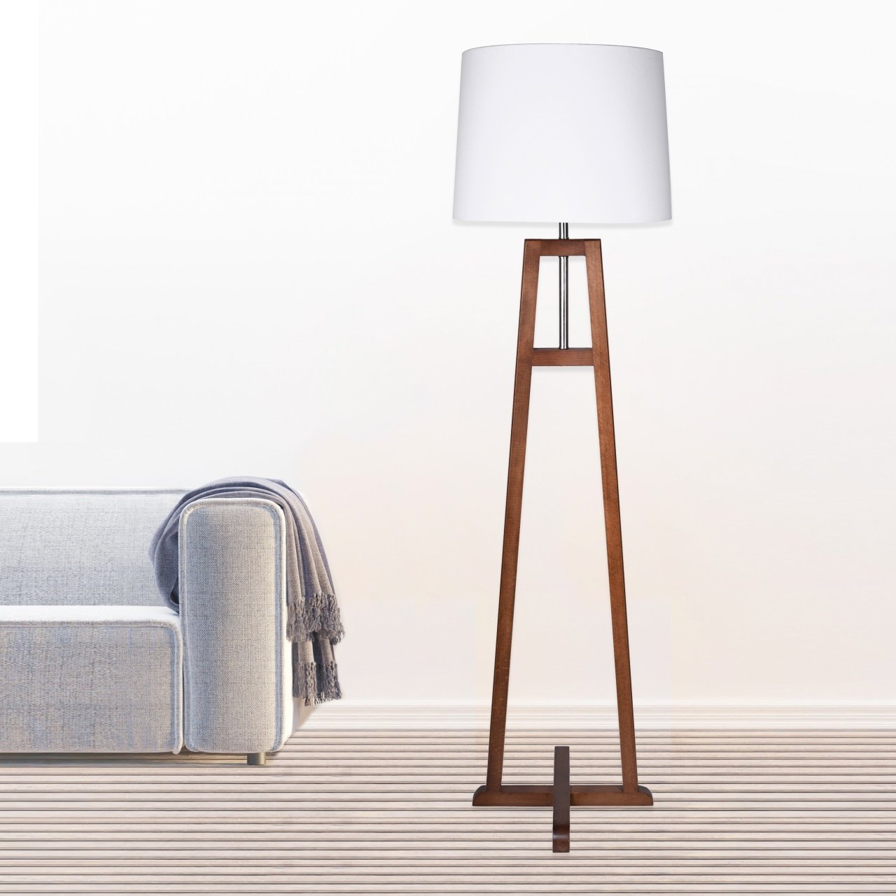 Wooden floor lamp