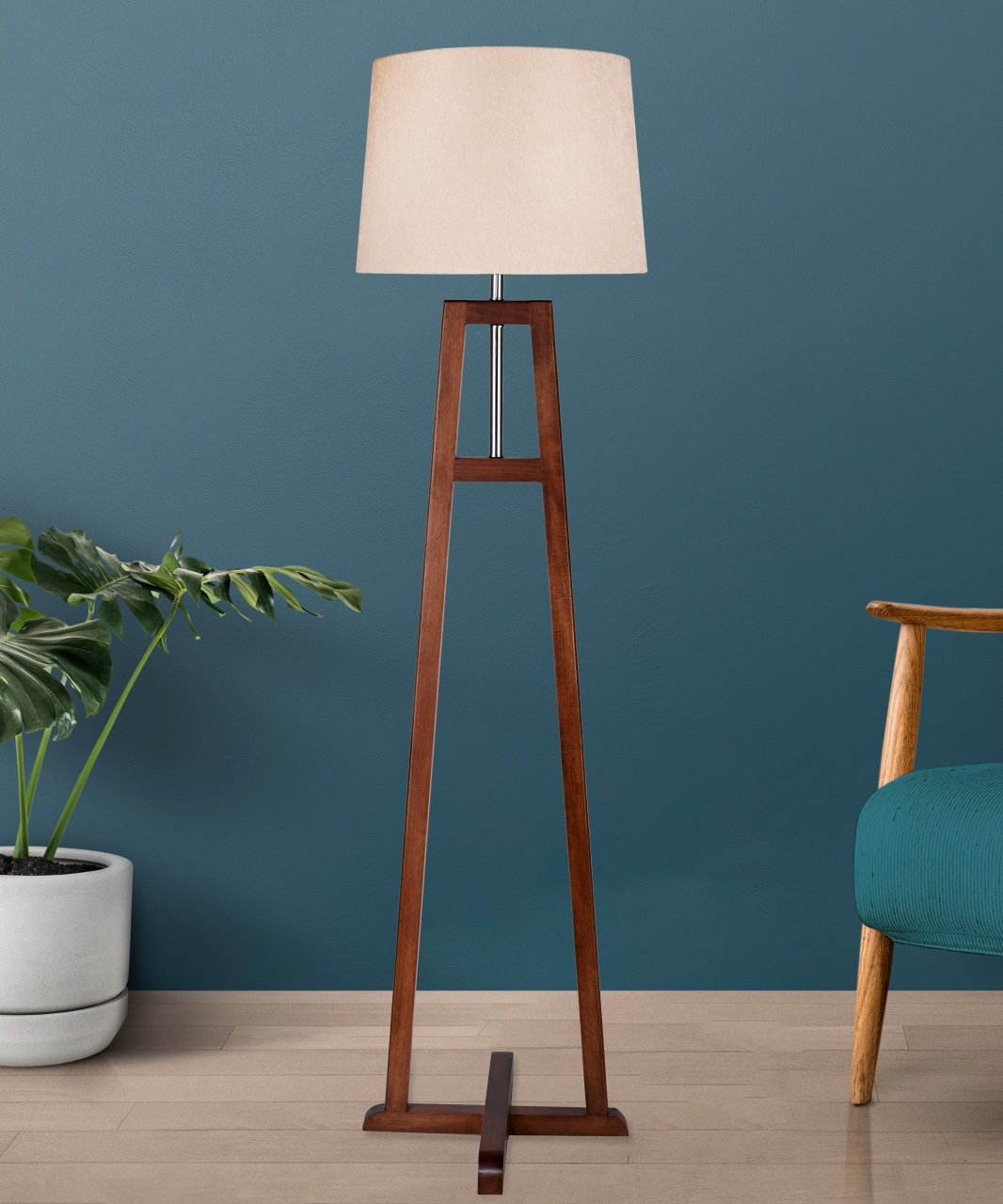 Wooden floor lamp