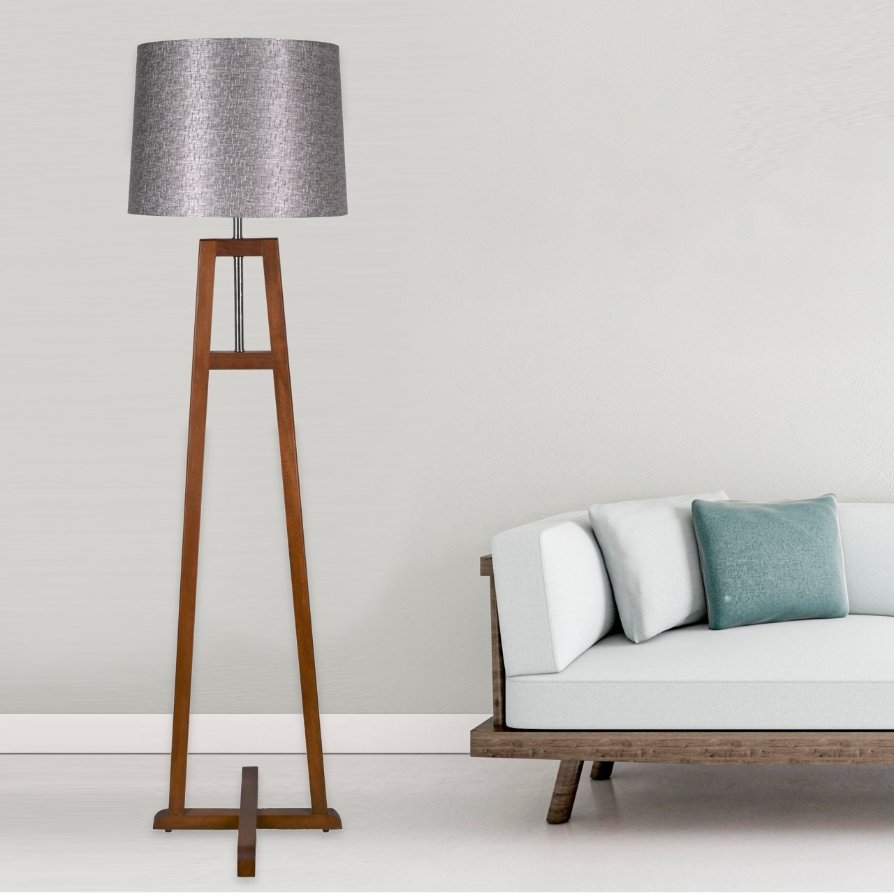 Wooden floor lamp