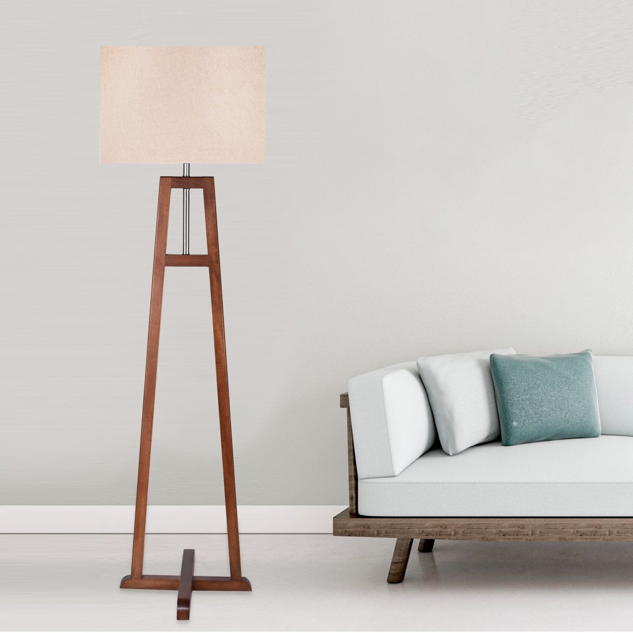 Wooden floor lamp