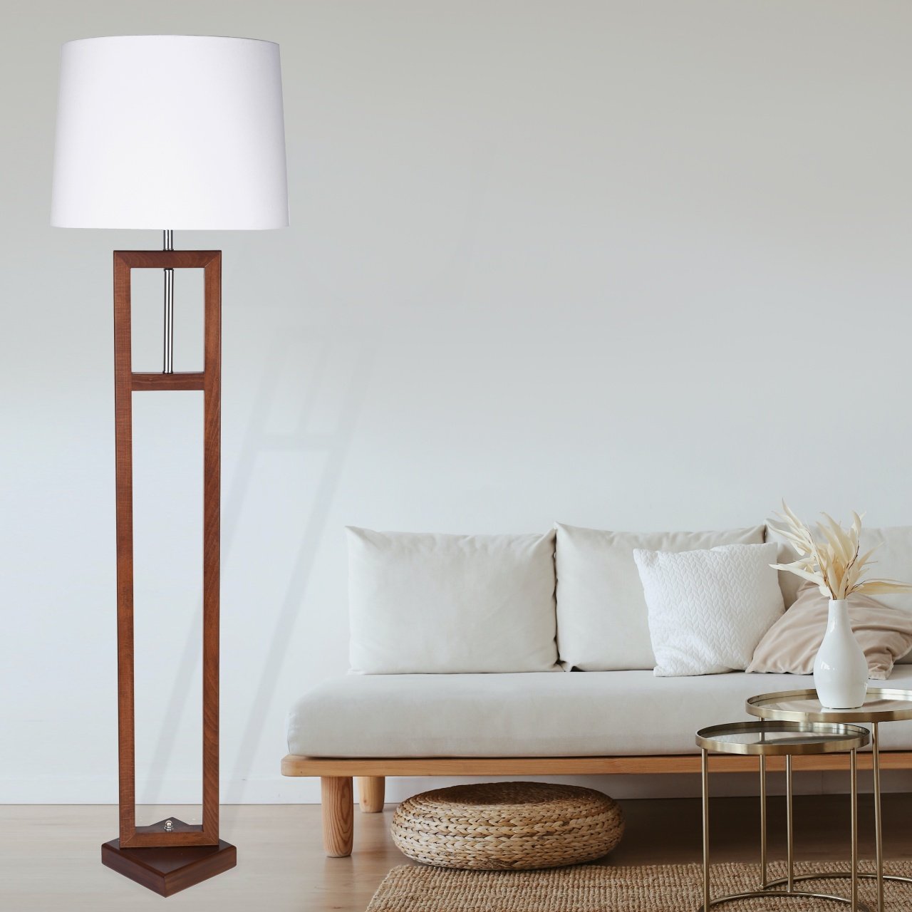 Wooden floor lamp