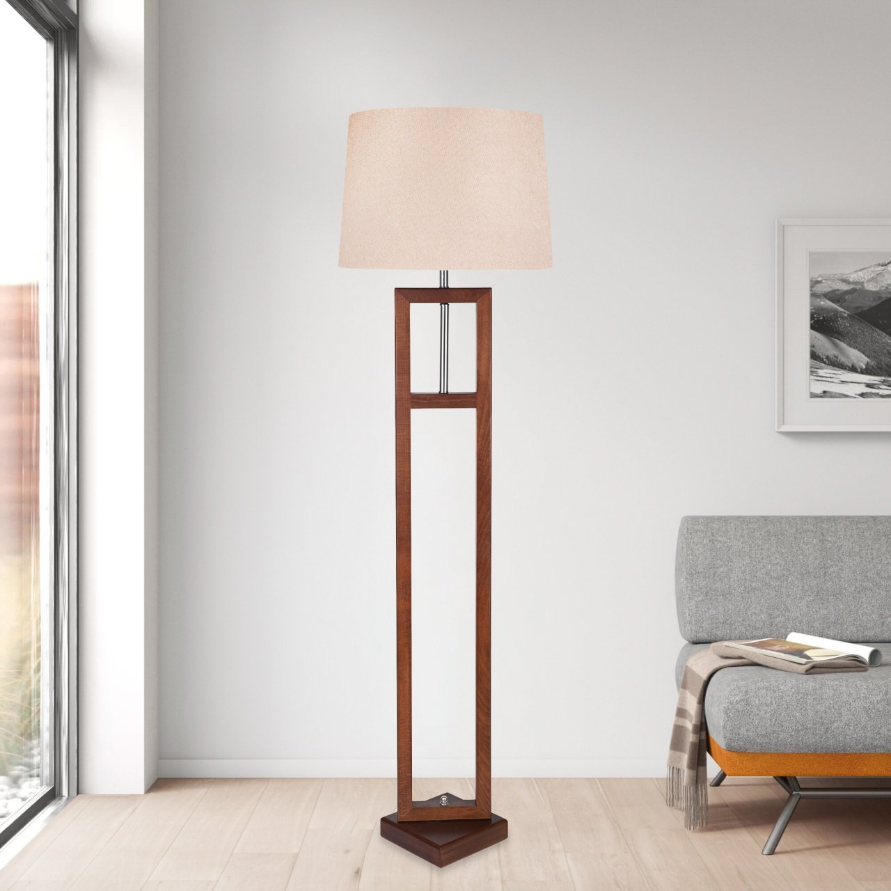 Wooden floor lamp