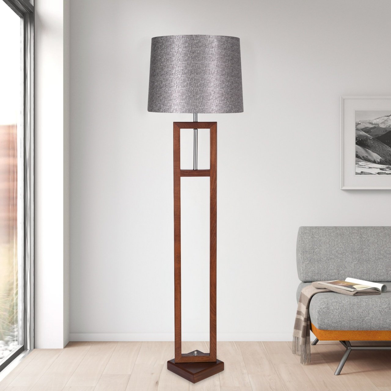 Wooden floor lamp