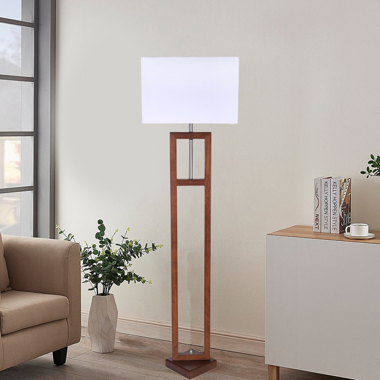 Wooden floor lamp