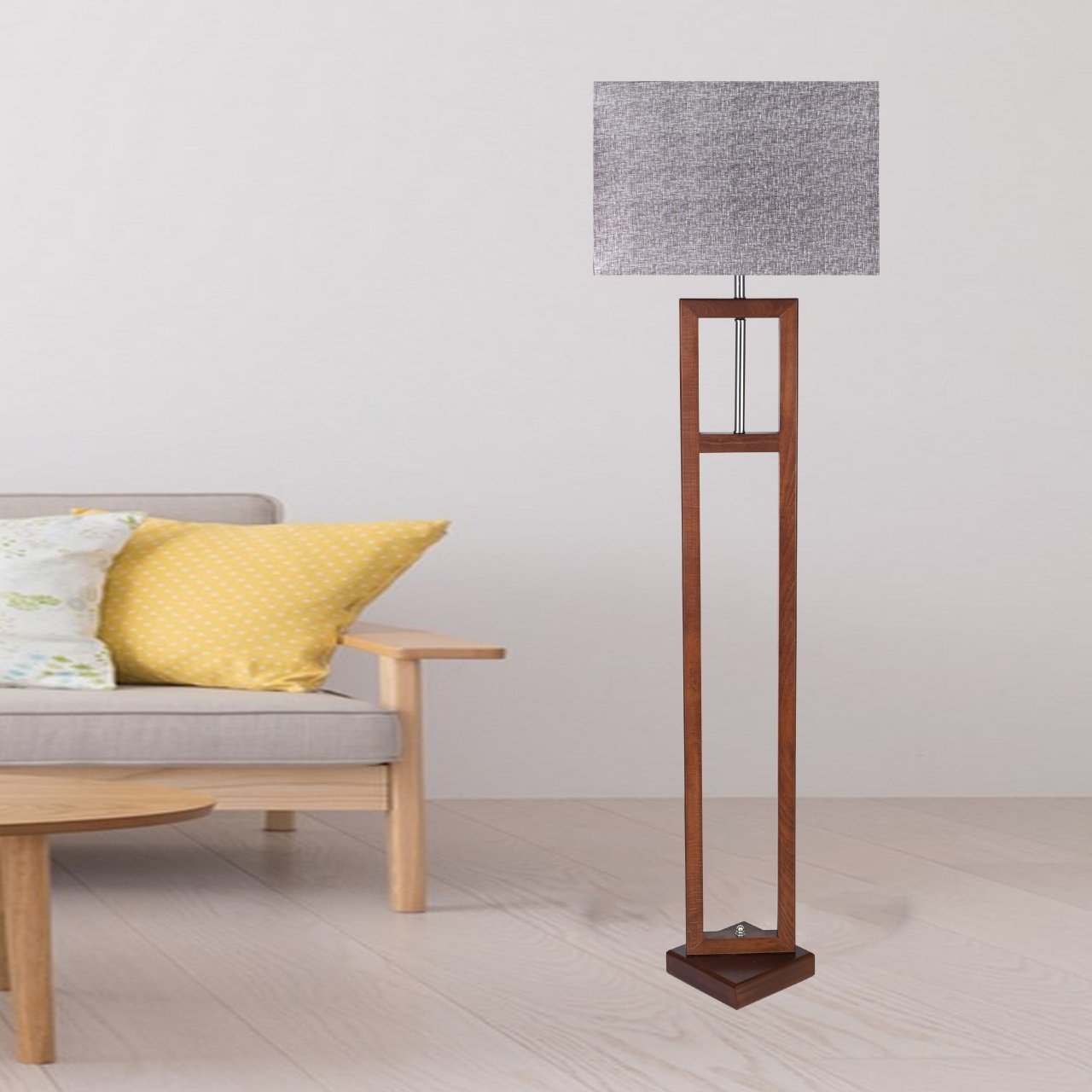 Wooden floor lamp