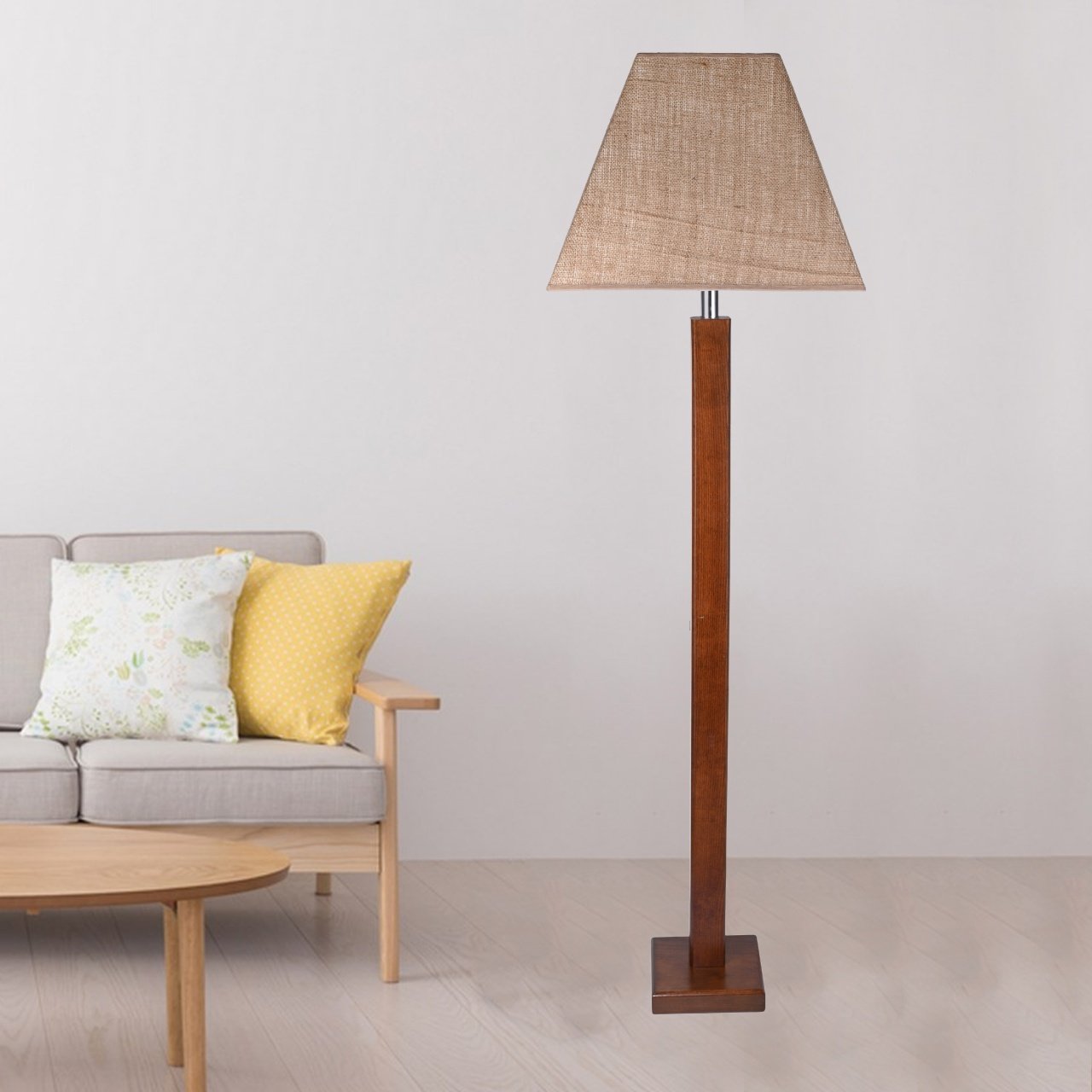 Wooden floor lamp