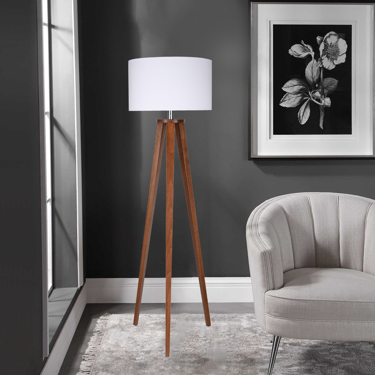 Wooden floor lamp