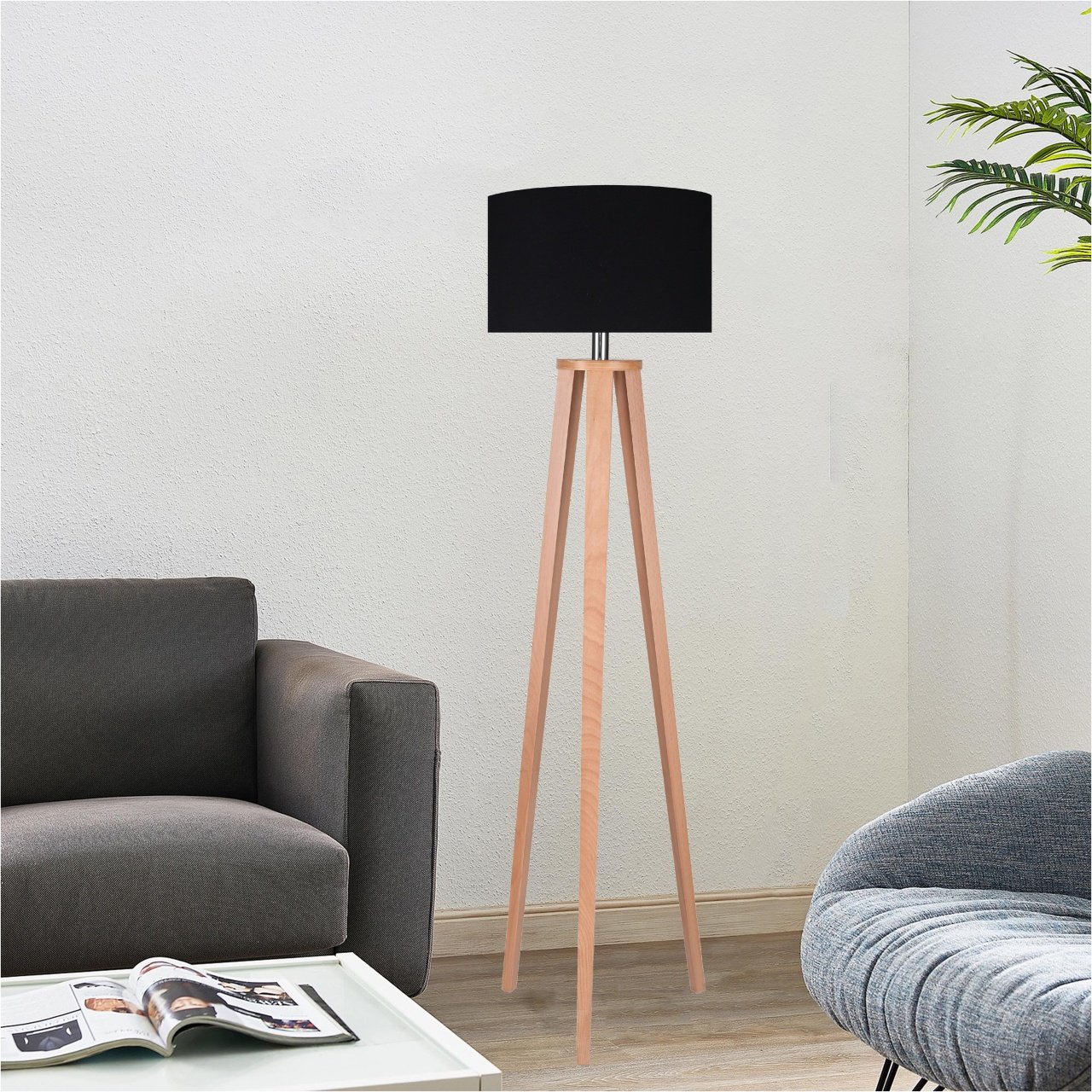 Wooden floor lamp