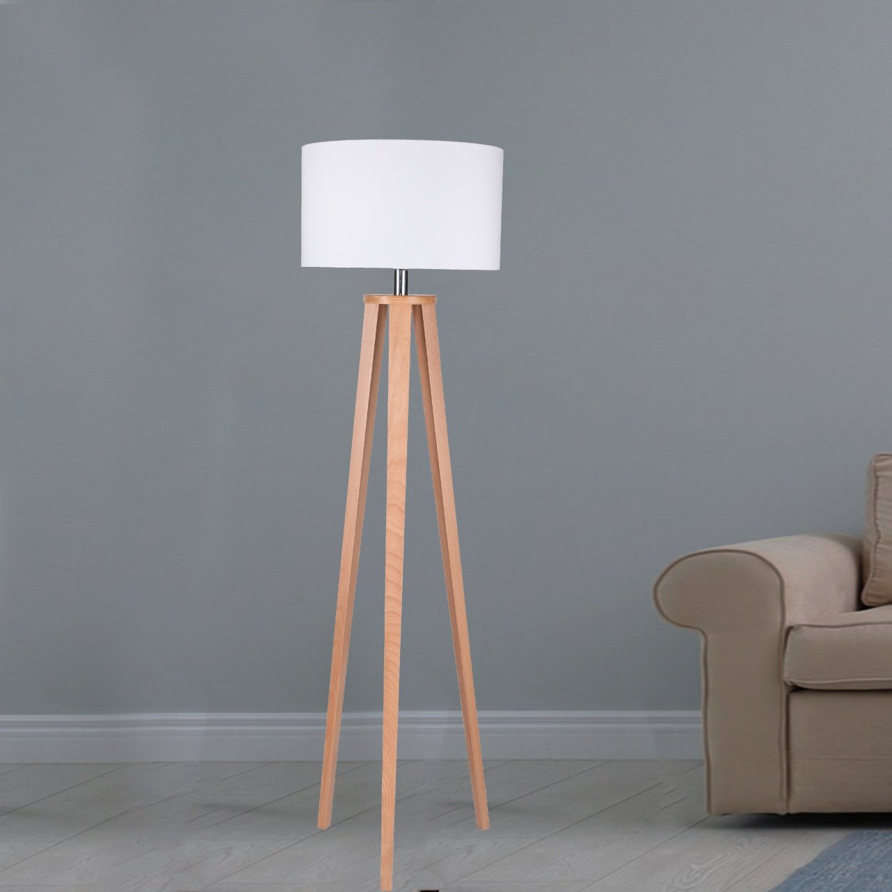 Wooden floor lamp