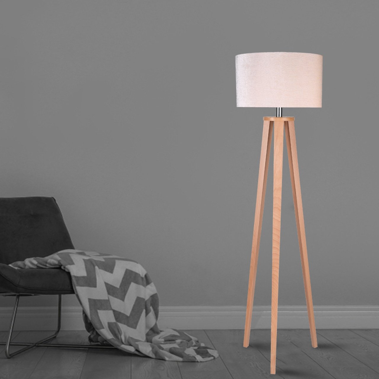 Wooden floor lamp