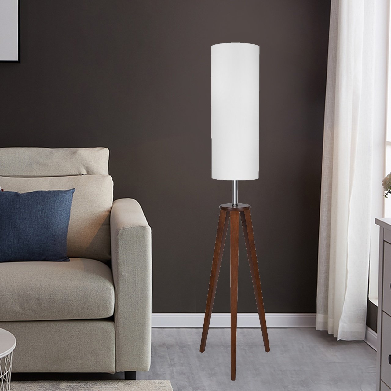 Wooden floor lamp