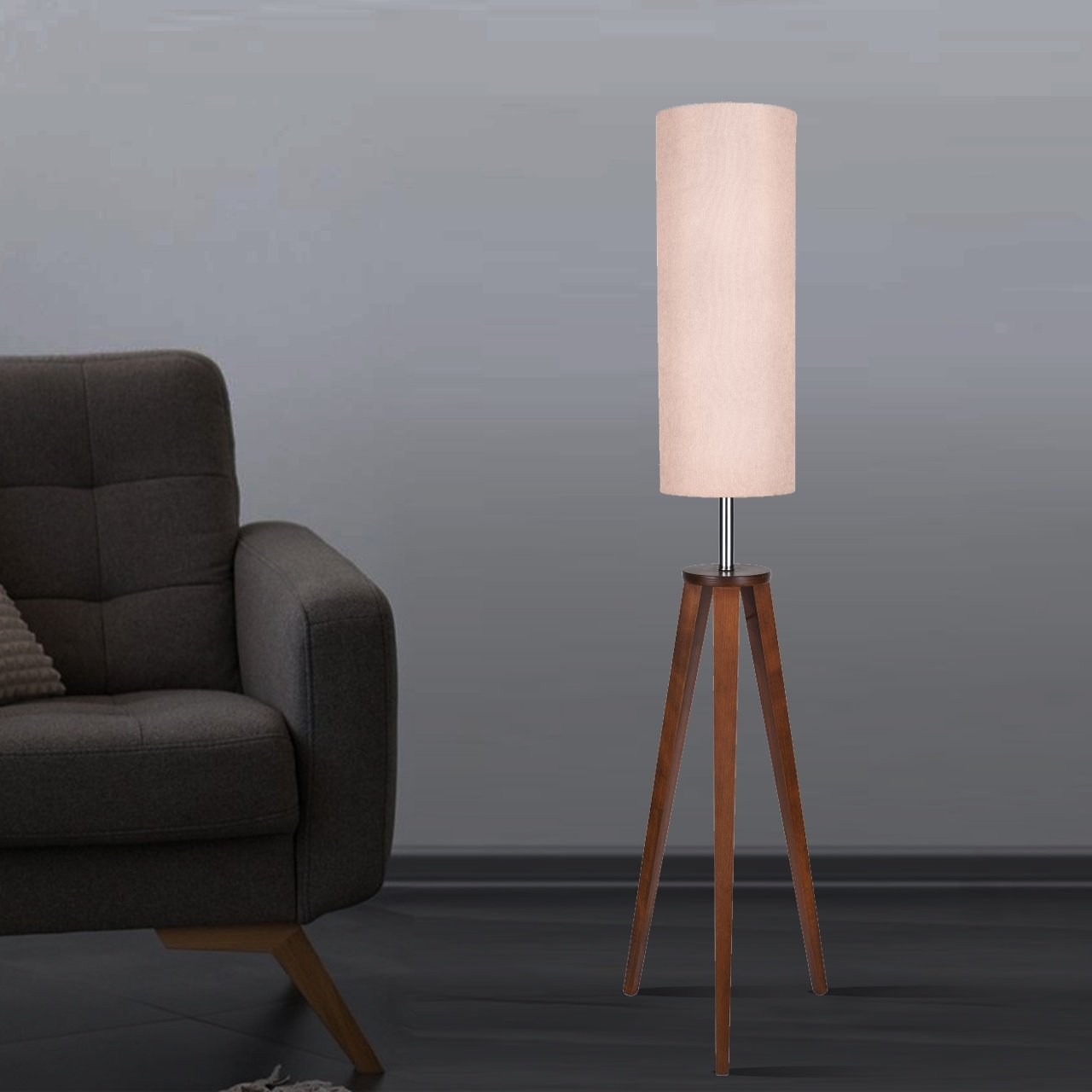 Wooden floor lamp