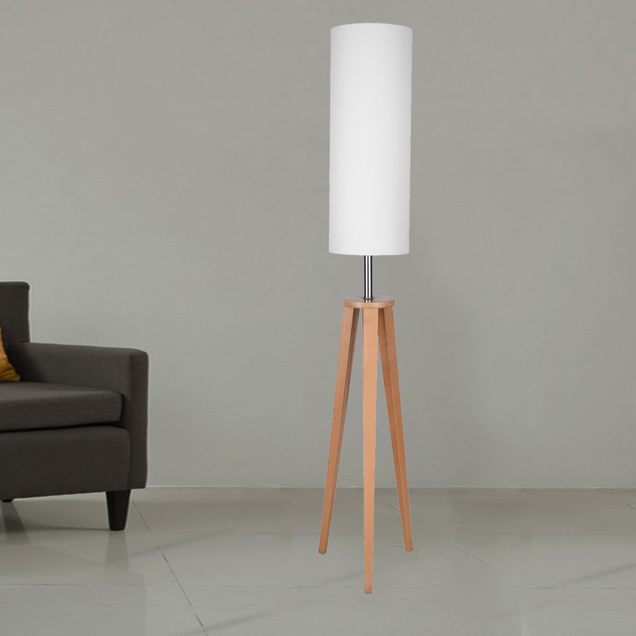 Wooden floor lamp