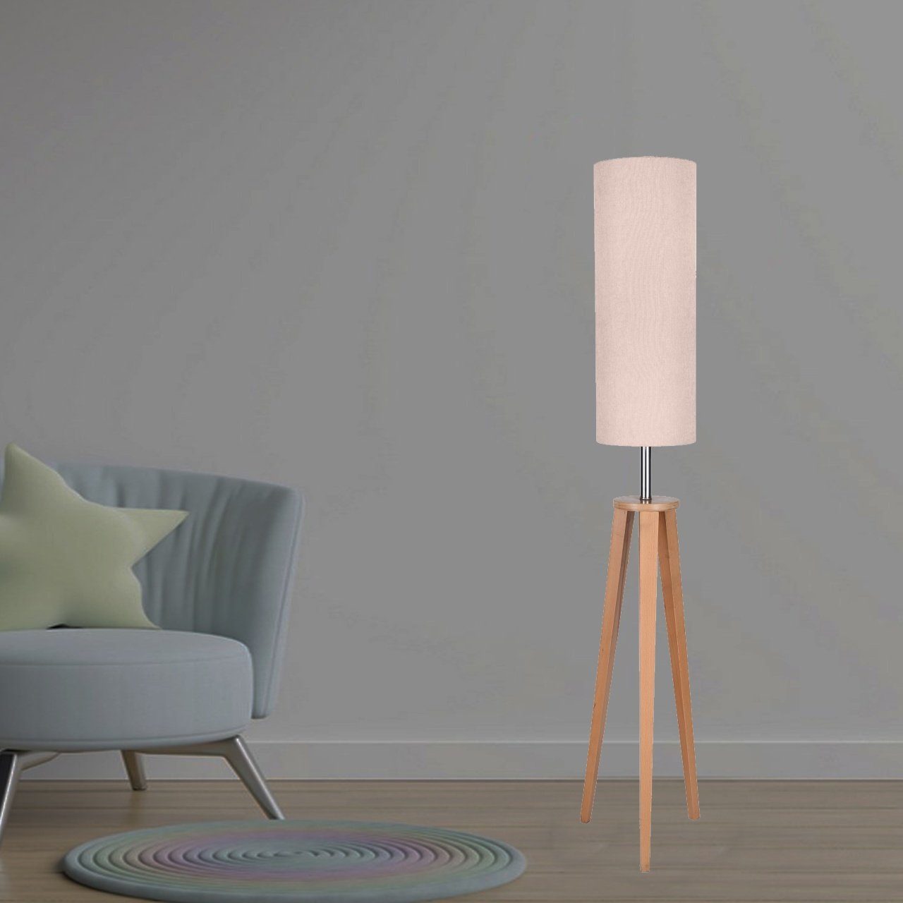 Wooden floor lamp