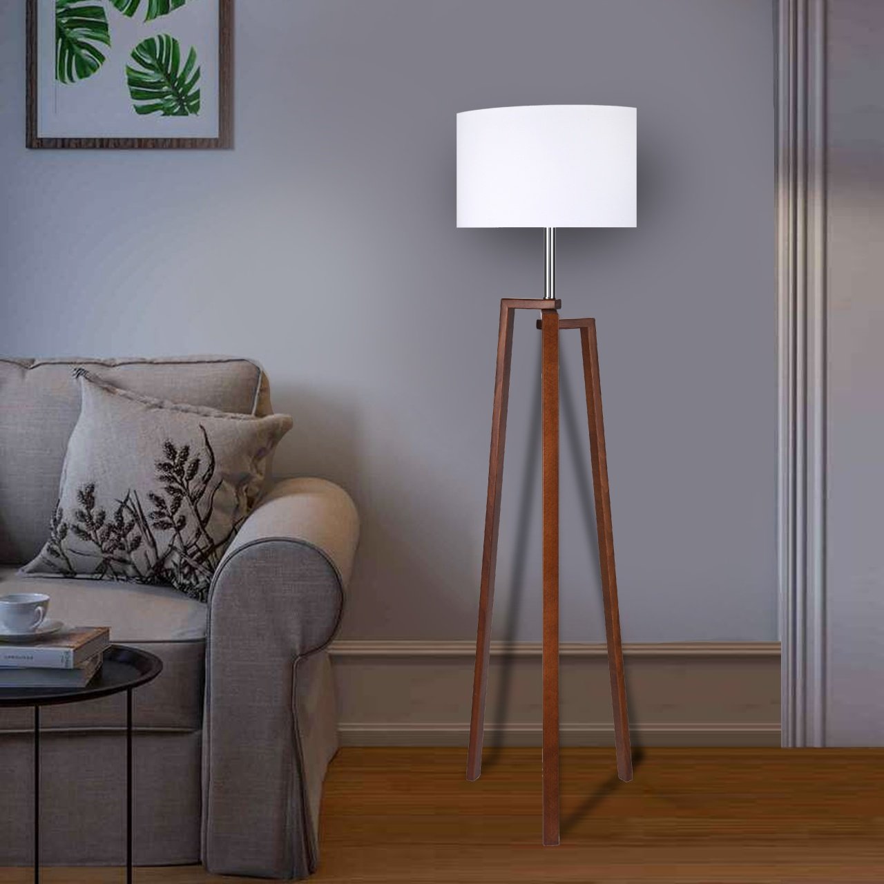 Wooden floor lamp