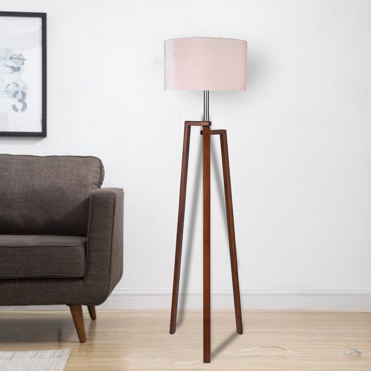 Wooden floor lamp