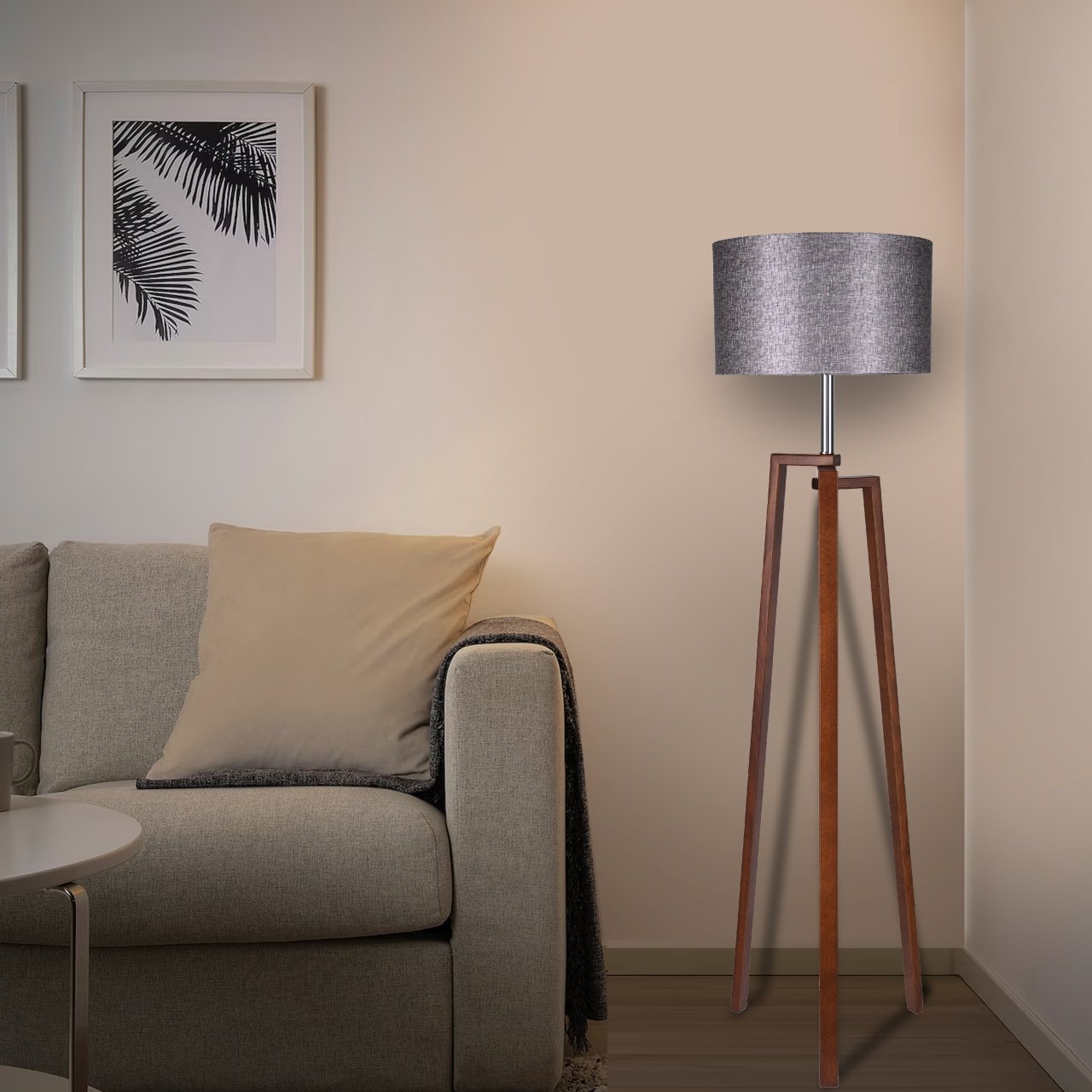 Wooden floor lamp