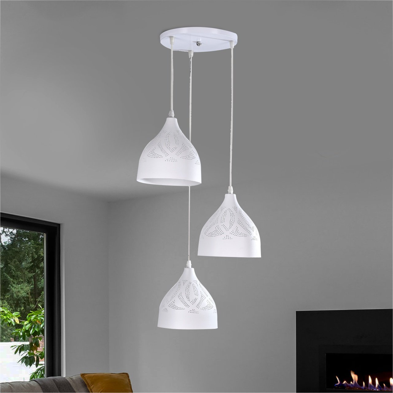 Naomi Perforated Triple Ceiling Lamp