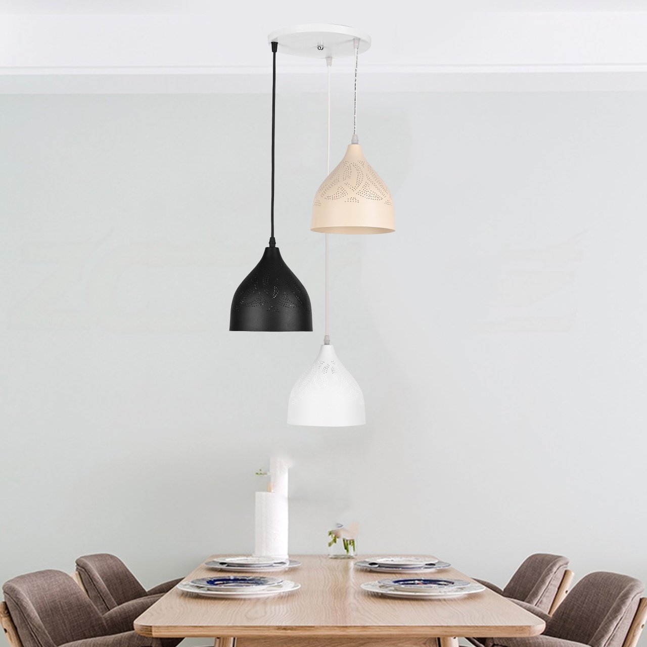 Naomi Perforated Triple Ceiling Lamp