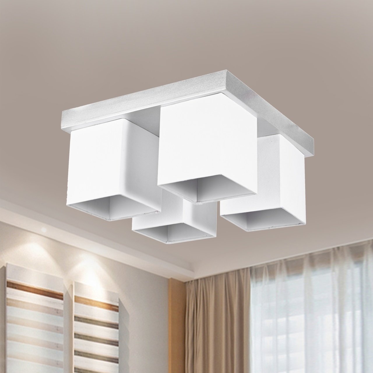 4 Lights With Wood Ceiling Lamp