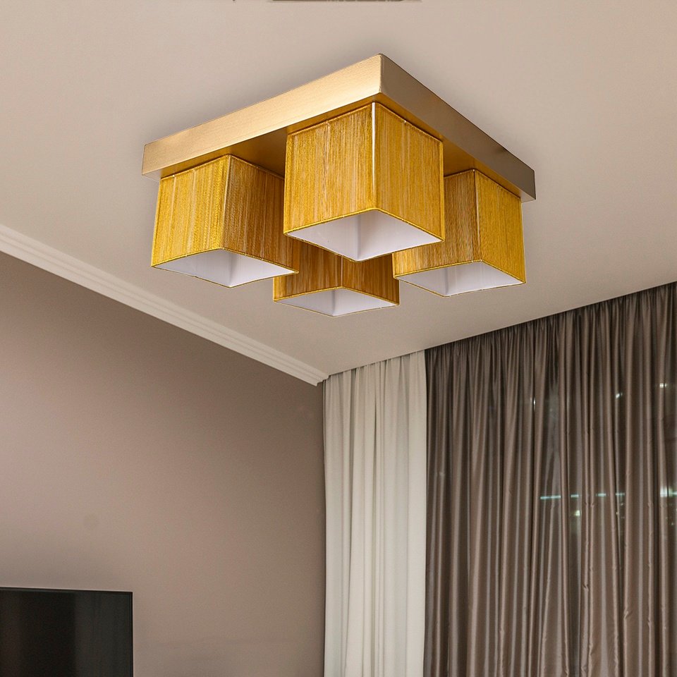 4 Lights With Wood Ceiling Lamp