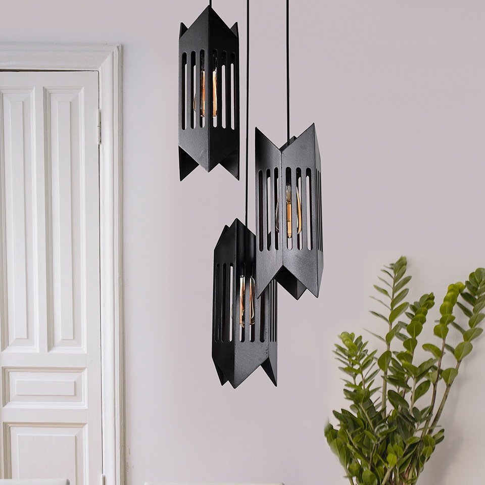 Perforated decorative Wood Ceiling Lamp - 3 Lights