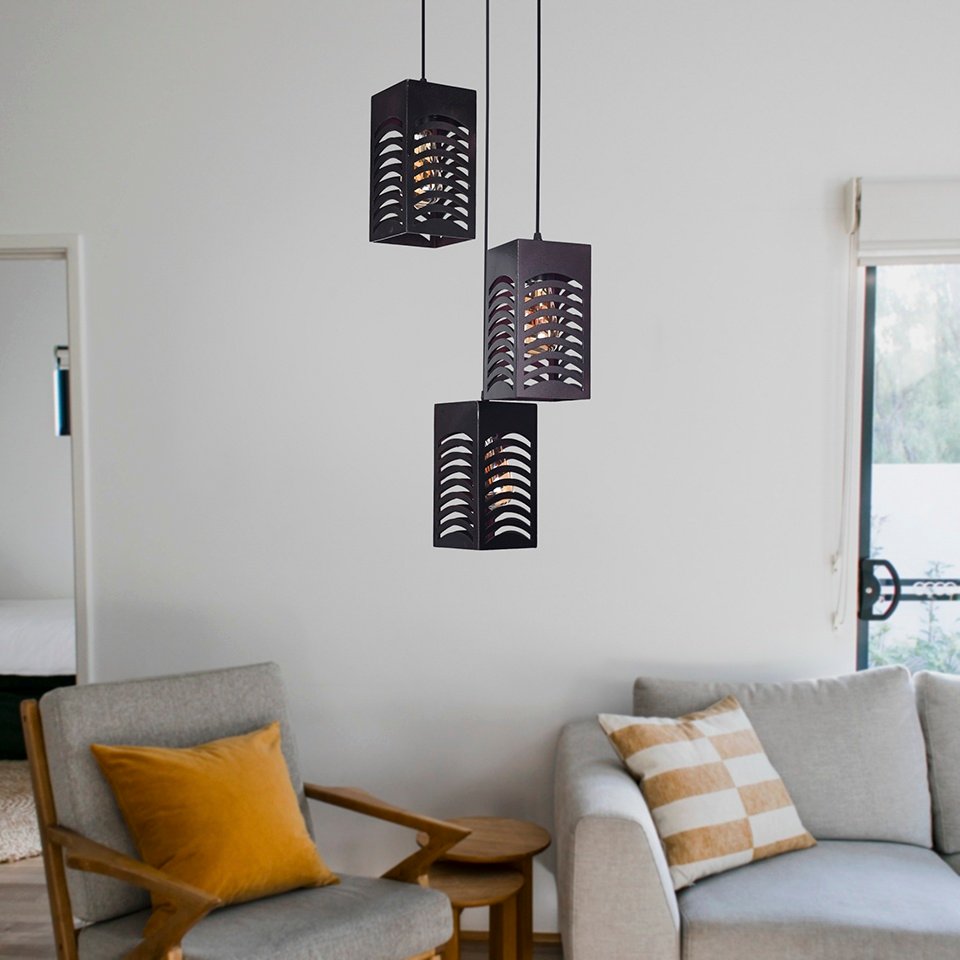 Perforated decorative Wood Ceiling Lamp - 3 Lights