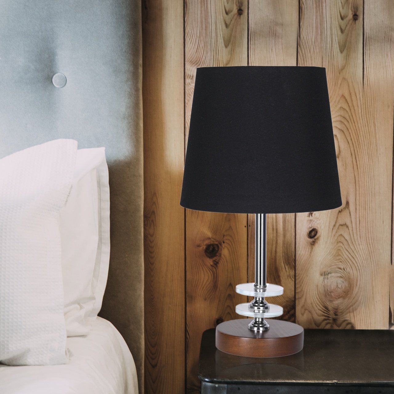 Table Lamp With Wood Base - 1 Light