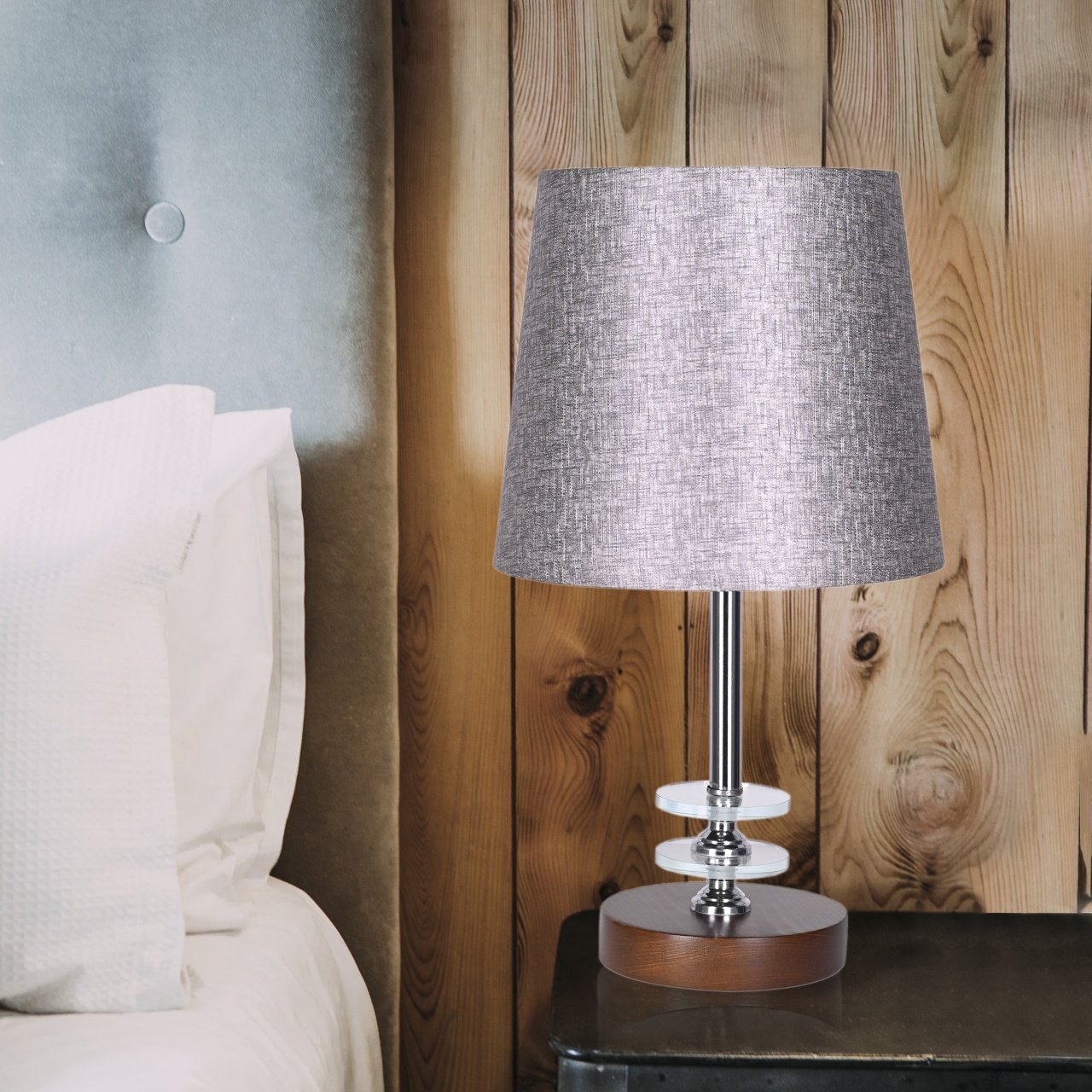 Table Lamp With Wood Base - 1 Light