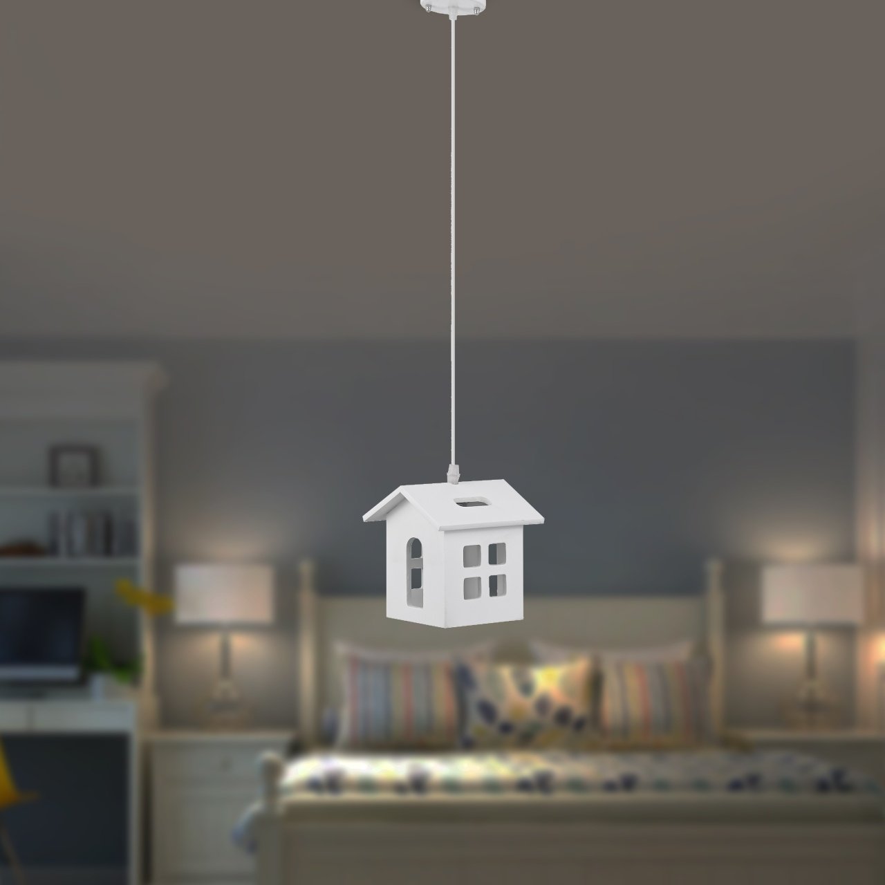 Wooden House Ceiling Lamp - Single